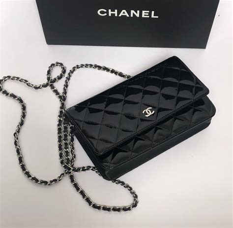 black patent leather chanel wallet